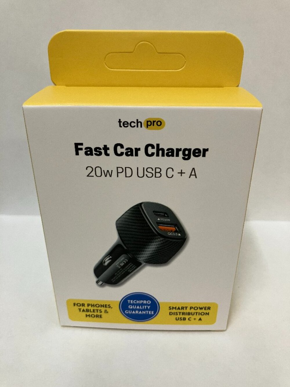 Tech Pro Fast Car Charger 20w PD USB C + A New Sealed